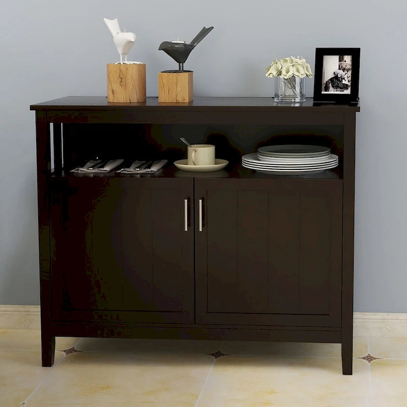 Buffet de rangement 2 portes, blanc/chêne/marron/espresso, MDF E1