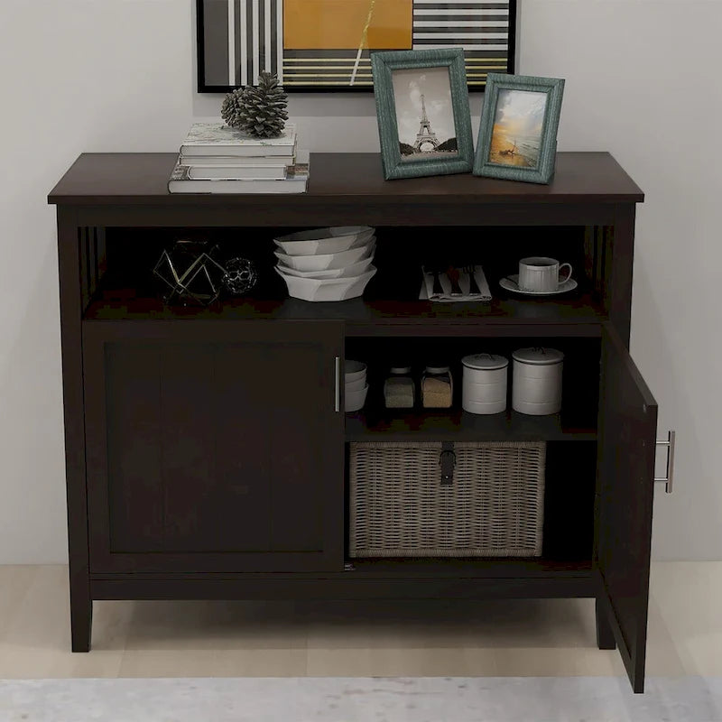 Buffet de rangement 2 portes, blanc/chêne/marron/espresso, MDF E1