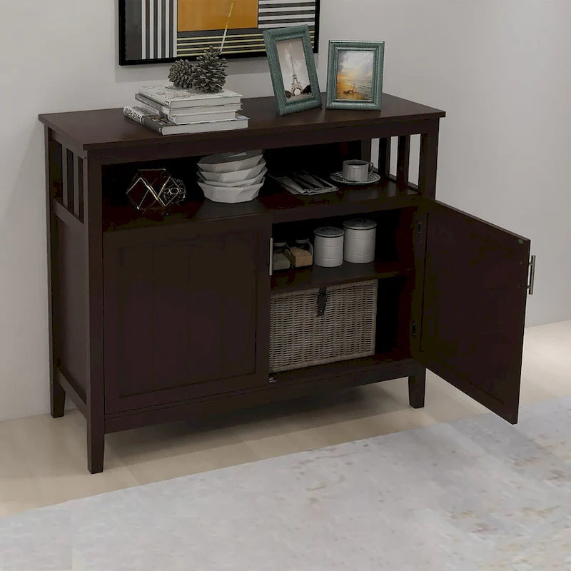 Buffet de rangement 2 portes, blanc/chêne/marron/espresso, MDF E1