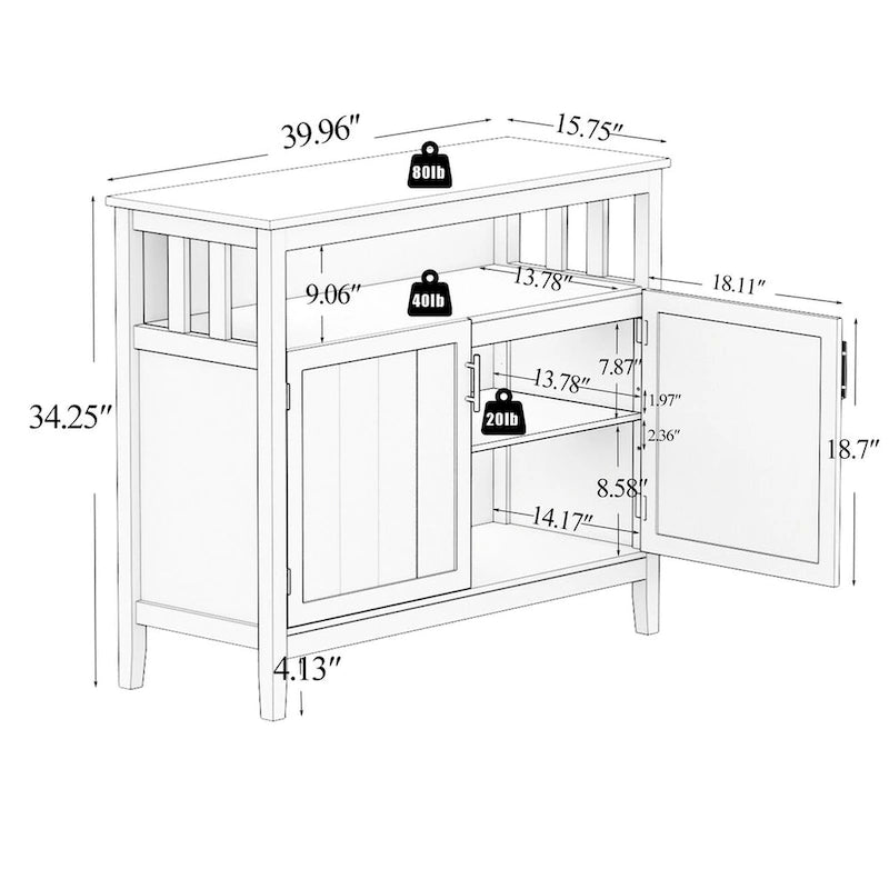 Buffet de rangement 2 portes, blanc/chêne/marron/espresso, MDF E1