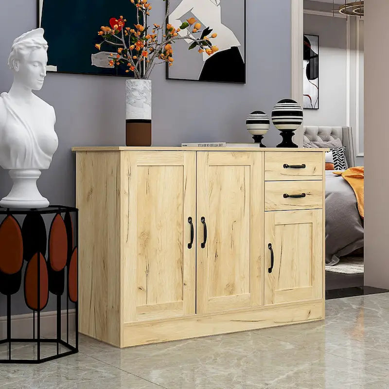 Buffet de rangement 2 portes, blanc/chêne/marron/espresso, MDF E1