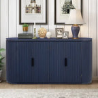 Armoire de rangement verticale à rayures bleu marine/noir/marron avec étagères réglables, 160 cm