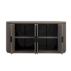 Armoire de rangement verticale à rayures bleu marine/noir/marron avec étagères réglables, 160 cm