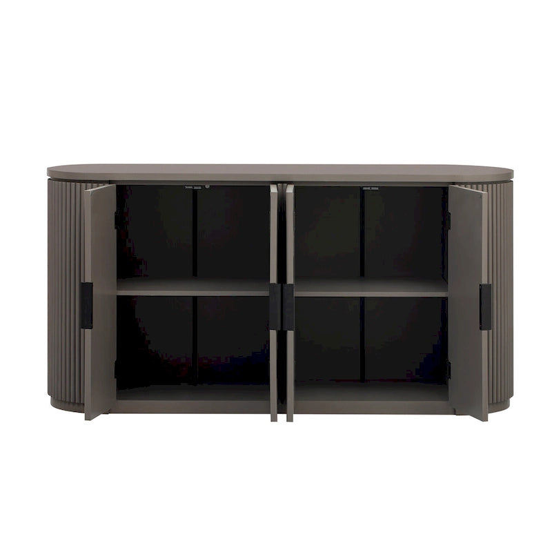 Armoire de rangement verticale à rayures bleu marine/noir/marron avec étagères réglables, 160 cm