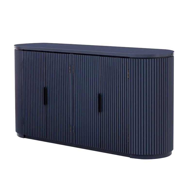 Armoire de rangement verticale à rayures bleu marine/noir/marron avec étagères réglables, 160 cm
