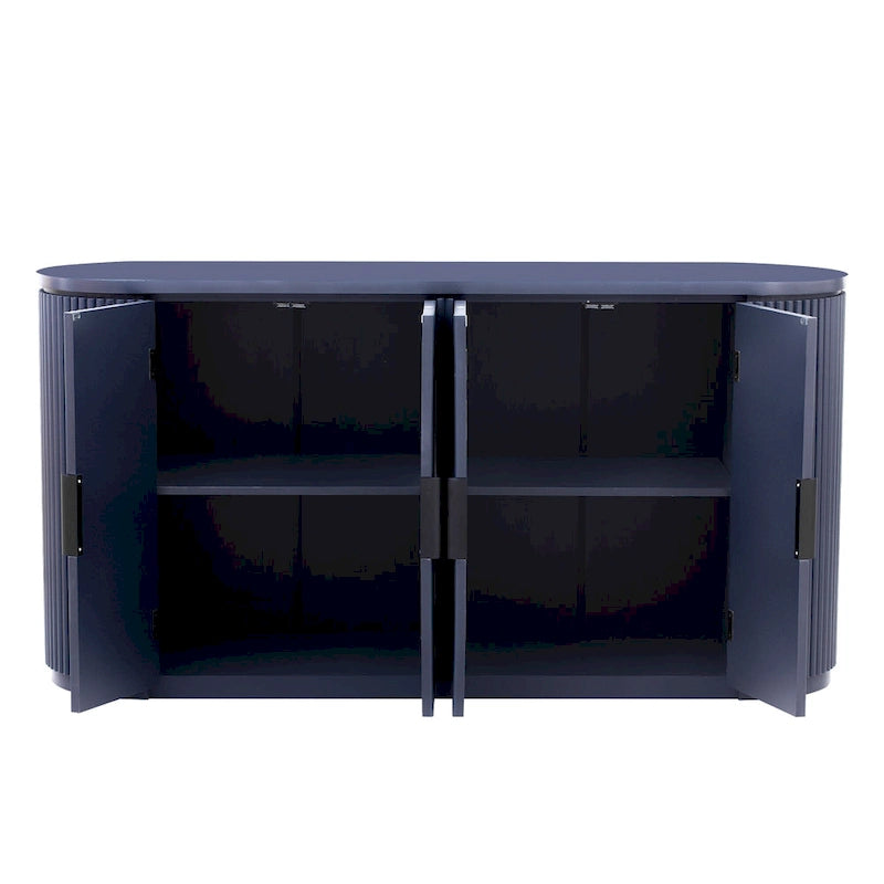 Armoire de rangement verticale à rayures bleu marine/noir/marron avec étagères réglables, 160 cm