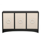 Meuble de rangement incurvé à 3 portes Beige/Noir avec étagères réglables