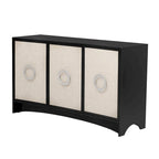 Meuble de rangement incurvé à 3 portes Beige/Noir avec étagères réglables