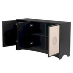 Meuble de rangement incurvé à 3 portes Beige/Noir avec étagères réglables