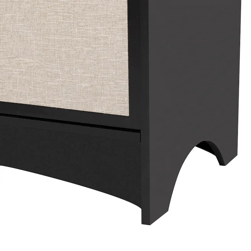 Meuble de rangement incurvé à 3 portes Beige/Noir avec étagères réglables