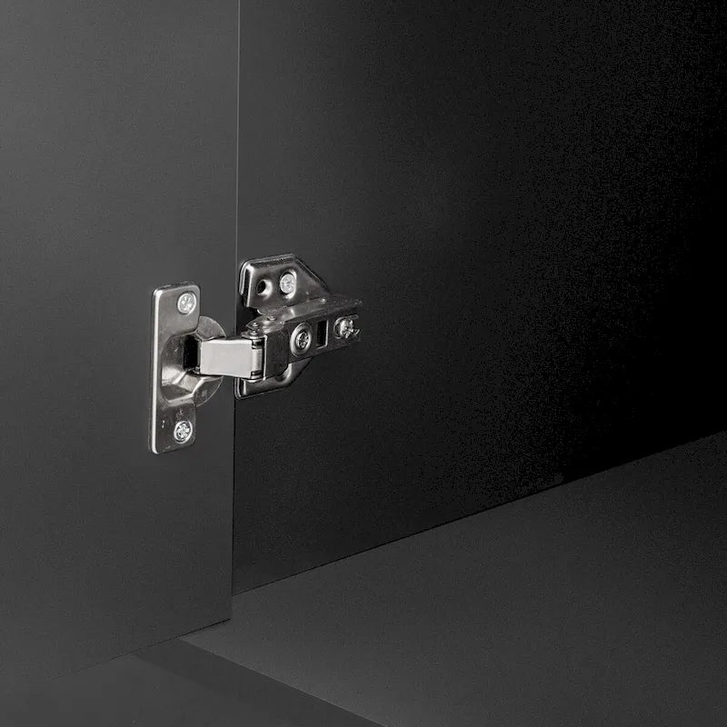 Meuble de rangement incurvé à 3 portes Beige/Noir avec étagères réglables