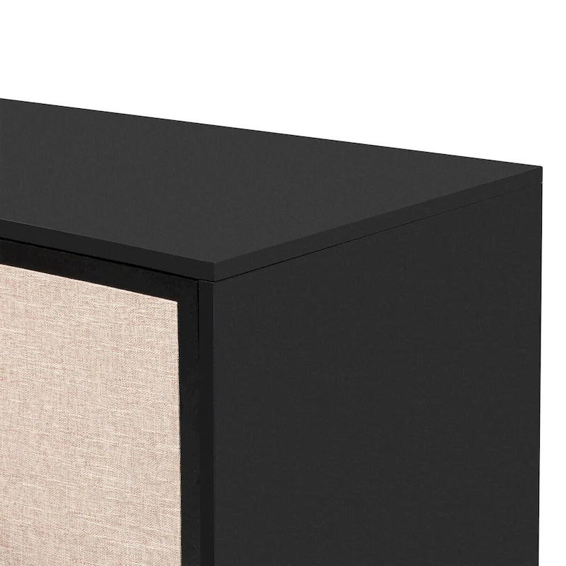Meuble de rangement incurvé à 3 portes Beige/Noir avec étagères réglables