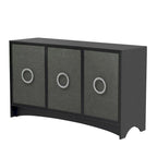 Meuble de rangement incurvé à 3 portes Beige/Noir avec étagères réglables