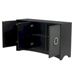 Meuble de rangement incurvé à 3 portes Beige/Noir avec étagères réglables