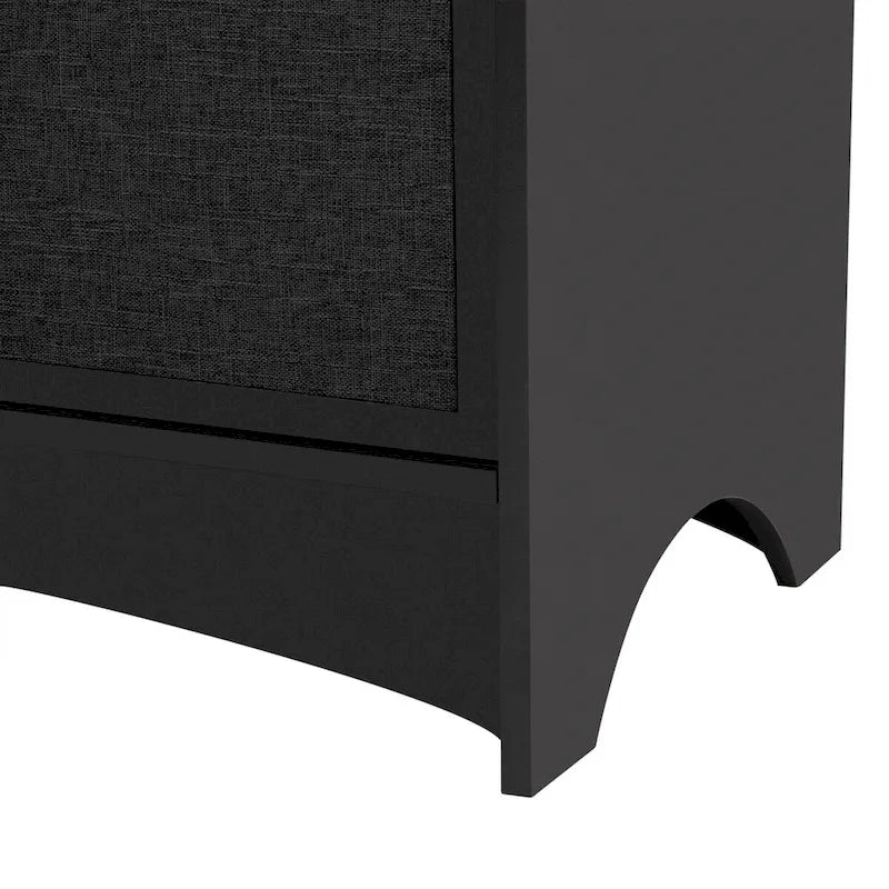 Meuble de rangement incurvé à 3 portes Beige/Noir avec étagères réglables