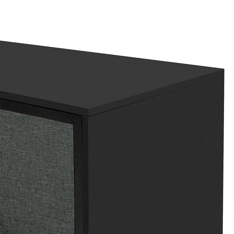 Meuble de rangement incurvé à 3 portes Beige/Noir avec étagères réglables