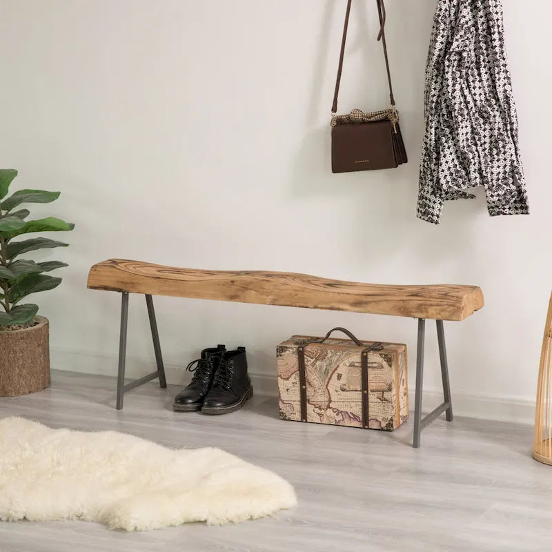 Banc d'appoint en billot de bois naturel, 1 place