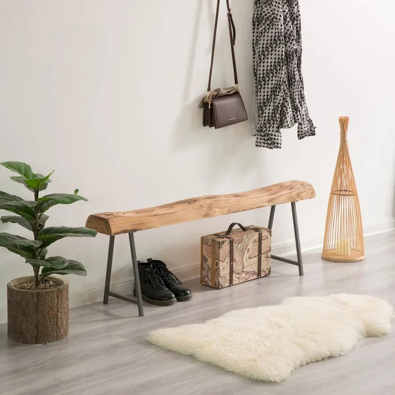 Banc d'appoint en billot de bois naturel, 1 place