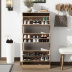 Meuble à chaussures 3 tiroirs, Organisateur de rangement pour chaussures en bois à 3 niveaux pour l'entrée