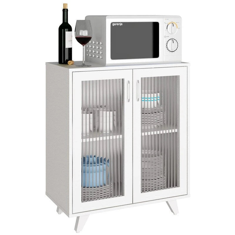 Buffet de rangement 2 portes, blanc/noir, pour une personne