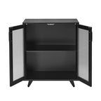Buffet de rangement 2 portes, blanc/noir, pour une personne