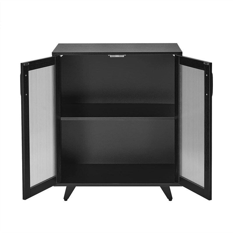 Buffet de rangement 2 portes, blanc/noir, pour une personne