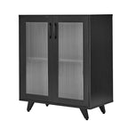 Buffet de rangement 2 portes, blanc/noir, pour une personne