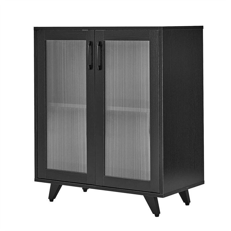 Buffet de rangement 2 portes, blanc/noir, pour une personne