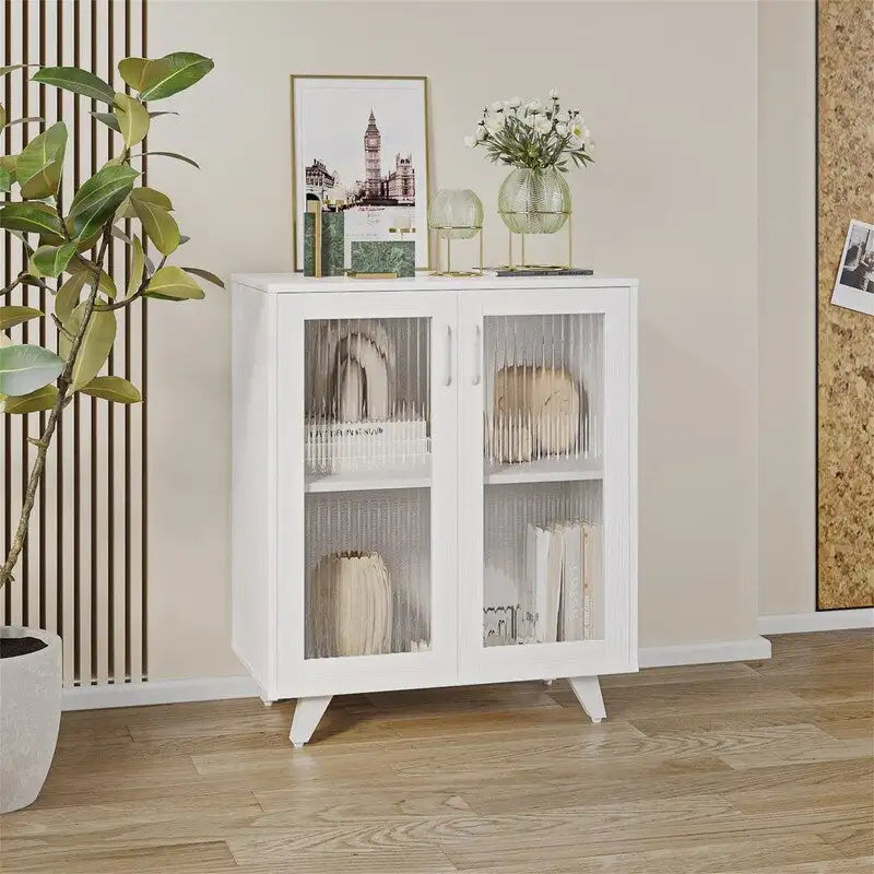 Buffet de rangement 2 portes, blanc/noir, pour une personne