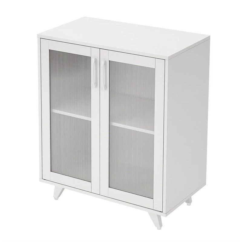 Buffet de rangement 2 portes, blanc/noir, pour une personne