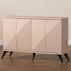 Buffet bahut Draper de style mi-siècle moderne en bois bicolore marron clair et noir à 4 portes