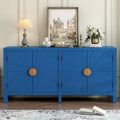 Buffet 4 portes, bleu marine/noir, style ligne rayonnante en placage de frêne, 1 personne