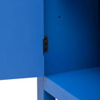 Buffet 4 portes, bleu marine/noir, style ligne rayonnante en placage de frêne, 1 personne