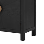 Buffet 4 portes, bleu marine/noir, style ligne rayonnante en placage de frêne, 1 personne
