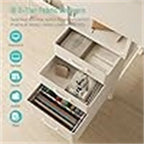 Bureau d'ordinateur blanc au fini bois avec classeur, lumières DEL et support à moniteur – 1 personne