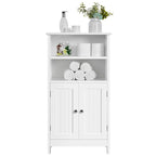 Meuble de salle de bain sur pied en bois à 5 niveaux Espresso / Blanc avec étagère réglable