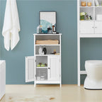 Meuble de salle de bain sur pied en bois à 5 niveaux Espresso / Blanc avec étagère réglable
