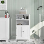 Meuble de salle de bain sur pied en bois à 5 niveaux Espresso / Blanc avec étagère réglable