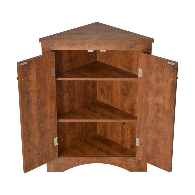 Meuble d'angle triangulaire avec étagères réglables – Marron / Chêne / Noir / Gris / Blanc, assemblage par 1 personne
