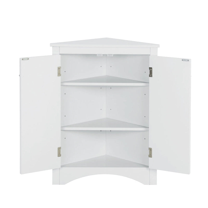 Meuble d'angle triangulaire avec étagères réglables – Marron / Chêne / Noir / Gris / Blanc, assemblage par 1 personne