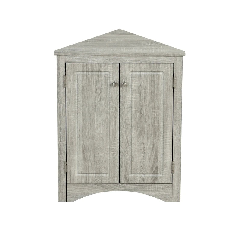 Meuble d'angle triangulaire avec étagères réglables – Marron / Chêne / Noir / Gris / Blanc, assemblage par 1 personne
