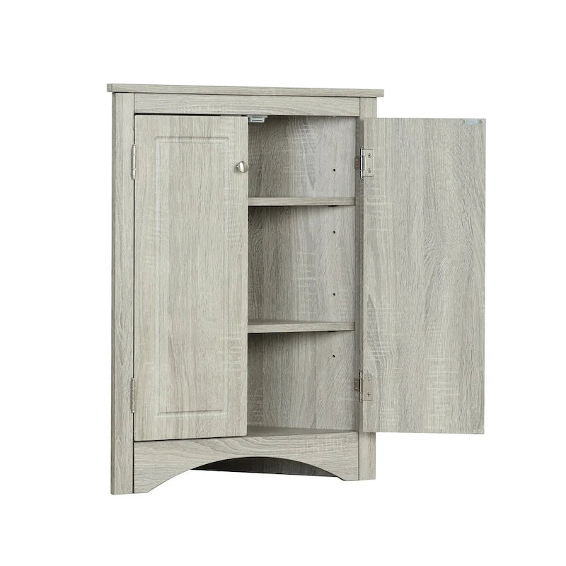 Meuble d'angle triangulaire avec étagères réglables – Marron / Chêne / Noir / Gris / Blanc, assemblage par 1 personne