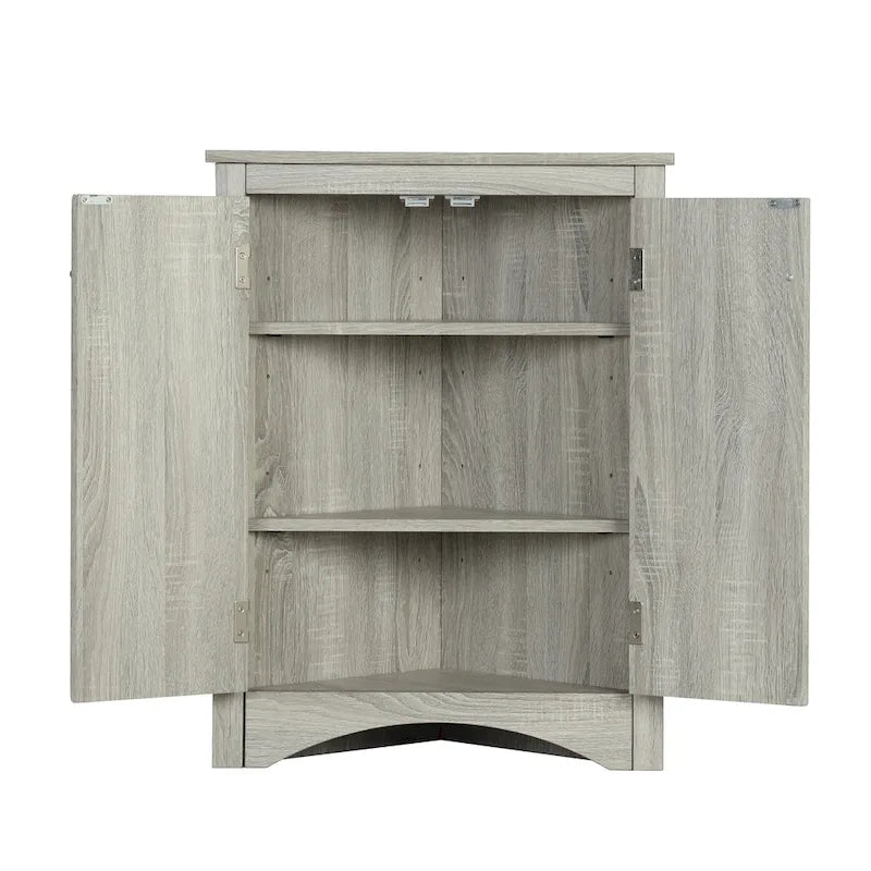 Meuble d'angle triangulaire avec étagères réglables – Marron / Chêne / Noir / Gris / Blanc, assemblage par 1 personne