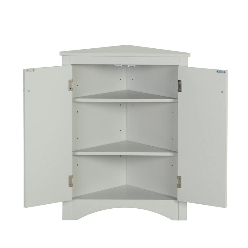 Meuble d'angle triangulaire avec étagères réglables – Marron / Chêne / Noir / Gris / Blanc, assemblage par 1 personne