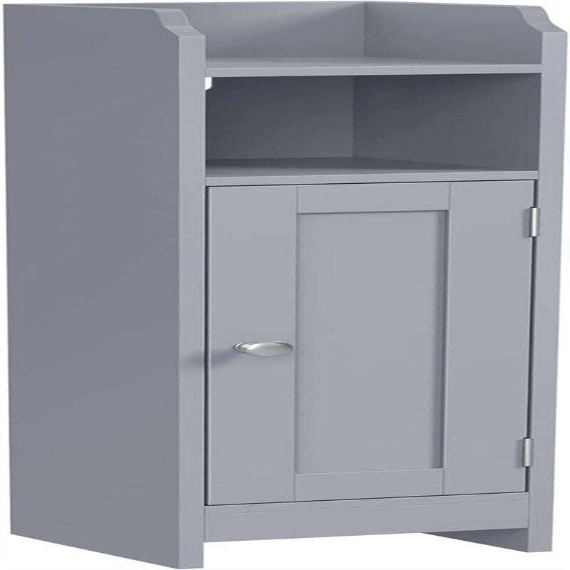 Meuble de rangement de salle de bain fin, gris/blanc, 3 étagères, simple