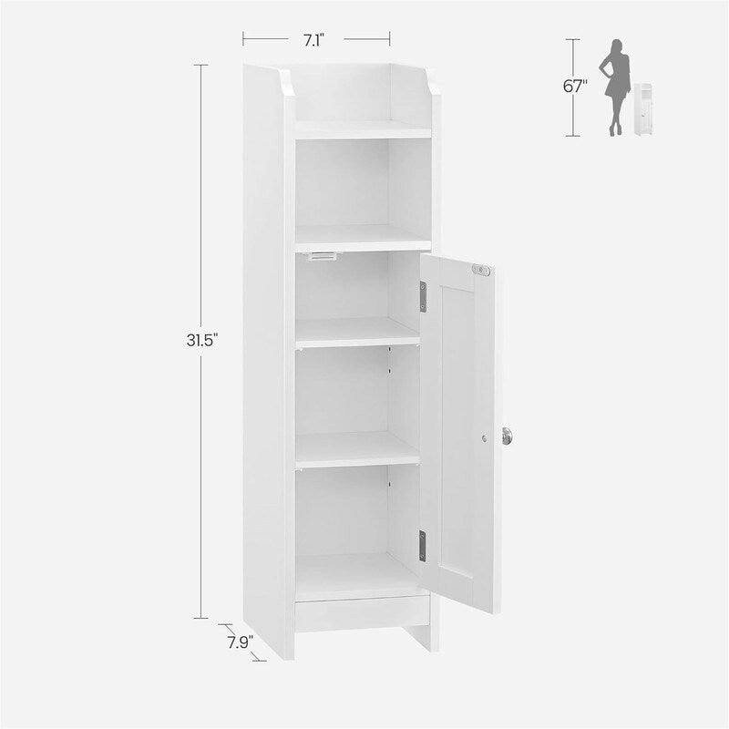 Meuble de rangement de salle de bain fin, gris/blanc, 3 étagères, simple