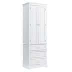 Meuble de rangement autoportant avec 2 portes et 3 tiroirs, étagère réglable – Blanc / Noir / Gris