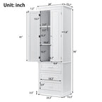 Meuble de rangement autoportant avec 2 portes et 3 tiroirs, étagère réglable – Blanc / Noir / Gris