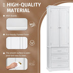 Meuble de rangement autoportant avec 2 portes et 3 tiroirs, étagère réglable – Blanc / Noir / Gris