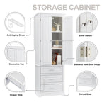 Meuble de rangement autoportant avec 2 portes et 3 tiroirs, étagère réglable – Blanc / Noir / Gris